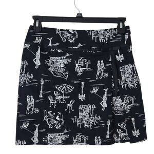Skirtology Black White Parisian Cafe Print Cotton Skirt 8